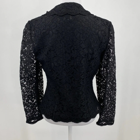 Talbots Blazer Jacket Women Size 4 Black Lace Floral Vintage Goth Victorian‎ - Picture 5 of 9